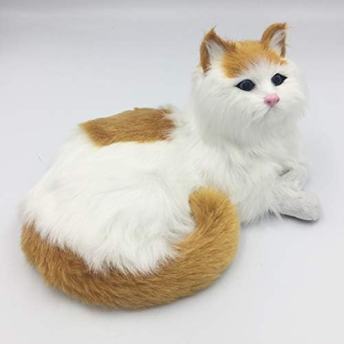 SAVERSMALL Lifelike Cat, Realistic Cat, Fur Kitten, Tabby Cat Toy, Kitty Figurine, Home Decor, Photo Prop, Furry Animal, for Alzheimer Disease, Dementia Memory Loss Older Mom Grandma Grandpa