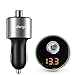 Safergo Wireless Hands-free Bluetooth FM Transmitter & USB MP3 Play with 3.4A Dual USB Charging Ports &LED Display for iPhone Samsung Cellphone, Silver Gray