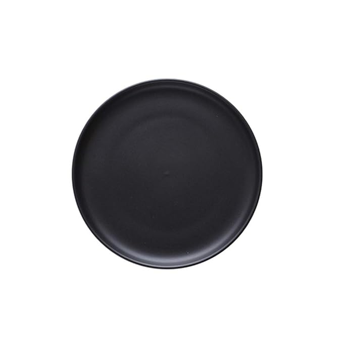 CSQ-Platte Disc, Schwarze Keramik Teller Besteck Set Haushalt Steak Spaghetti Teller Restaurant Bar Flache Teller Frühstück B