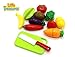 Little Treasures Kids Play Cutting Fruits and Vegies Toy Small Set Pretend Food Playset Fruit Pieces to be Sliced up with Knife and Cutting Board, Multicolored, 12 Piece