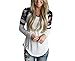 Lantch Womens Long Sleeve T-Shirt Ladies Round Neck Casual Party Loose Floral Tops Blouse (L)