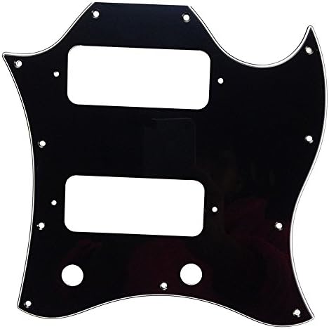 Pleroo Black Guitar Pickguard Fits SG Standard Guitar pickguard For SG Full Face With P90 Humbuckers (3Ply Black P90)