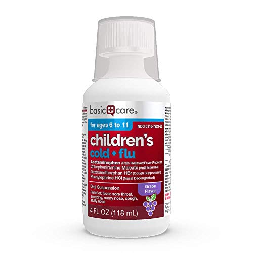 Basic Care Children's Cold & Flu Oral Suspension, Grape Flavor, 4 Fluid Ounce - Thumbnail 6