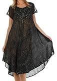 Sakkas 715D Michiko Stonewashed Caftan Dress/Cover Up - Black - One Size