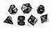 Forged Dice Co. Metal Black Raven with Gold Numbers Set of 7 Polyhedral Dice for RPG Gaming Games with Dragon Logo Tin Case