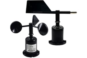 Hlsicnalm 30M/S Black Wind Speed Direction Sensor Polycarbonate Wind Speed Direction Sensor Weather Station Outdoor 3 Cup Ane