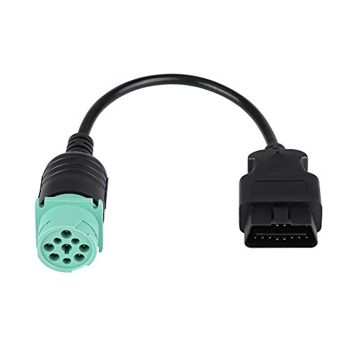 Qiilu 9 Pin to 16 Pin OBD2 Truck Diagnostic Scanner Cable Adapter Cummins Diesel Engine