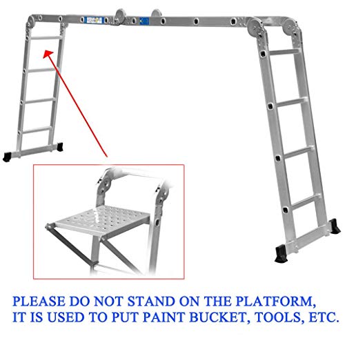 ZhanGe Scaffold Ladder, Extension Ladder 4.7M, Multi-Purpose Ladder, Adjustable Combination 15.5Ft Extendable Aluminum Folding Collapsible Lightweight Locking Hinges 330lbs Capacity En131 Standard