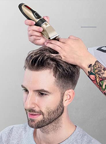 Super Quiet Cordless Battery Electric Hair Cutting Machine Rechargeable Hair Clipper Trimmer Home Barber Clippers Set (Gold)
