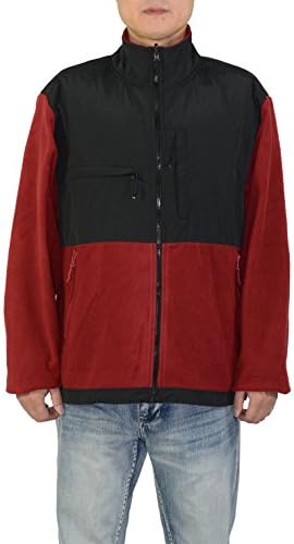 NICE GAIN Men Warm Lightweight Comfy Full Zip Fleece Jacket Outdoor Coat,Red,Medium