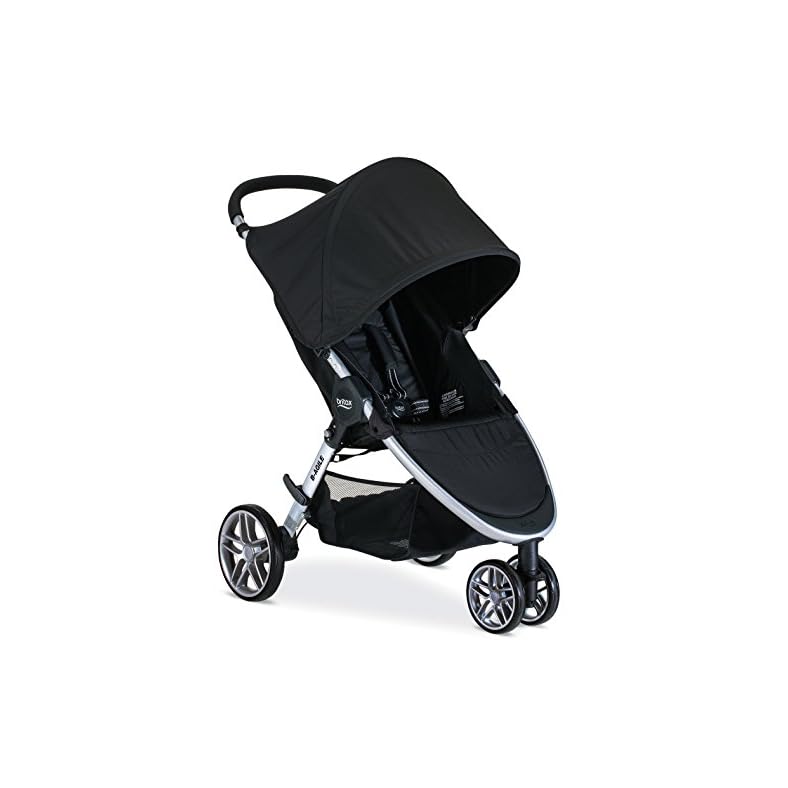 Britax B-Agile Lightweight Stroller, Black – One Hand Fold, Large UPF50+ Canopy, All Wheel Suspension