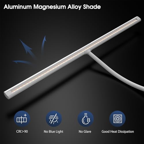 EYOCEAN LED Desk Lamp with Gesture Control and Remote Control, 24 W 80 cm Clampable Desk Lamps, Dimmable Adjustable Colour Temperatures Monitor Lamp, Daylight Lamp for Home Office, White