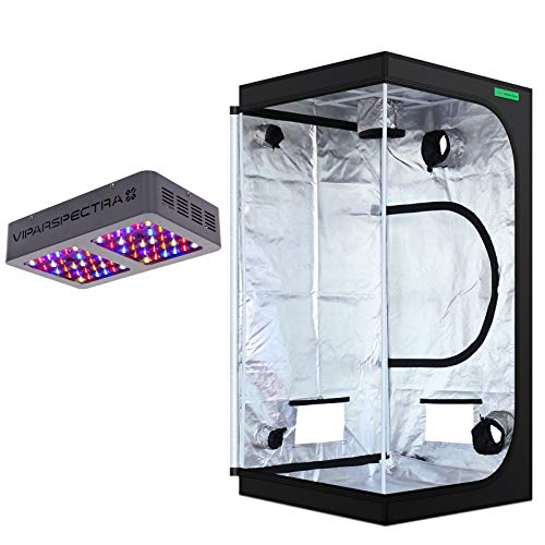 VIPARSPECTRA 36″x36″x72″ Mylar Hydroponic Grow Tent + UL Certified 300W LED Grow Light Complete Kit for Indoor Plant Growing