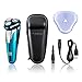 Professional Electric Razor Rotary Shavers For Men, Best Personal Portable Travel With Case Bag, Waterproof Cordless Facial Face Beard Trimmer Gift Set, Wet Dry Rechargeable USB Series Kit (Blue 1)
