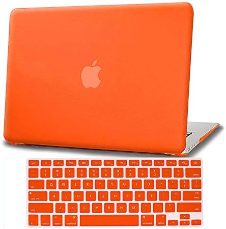 AmaBe for MacBook Air 11 inch/11.6" Case Model: A1370 / A1465,Bundle 2 in 1Rubberized Hard Shell Cover Case + Silicone Keyboard Cover Skin Orange