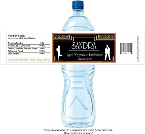 Art Deco, Roaring 20s Birthday Water Bottle Labels, Personalized (set of 24)(Y705)