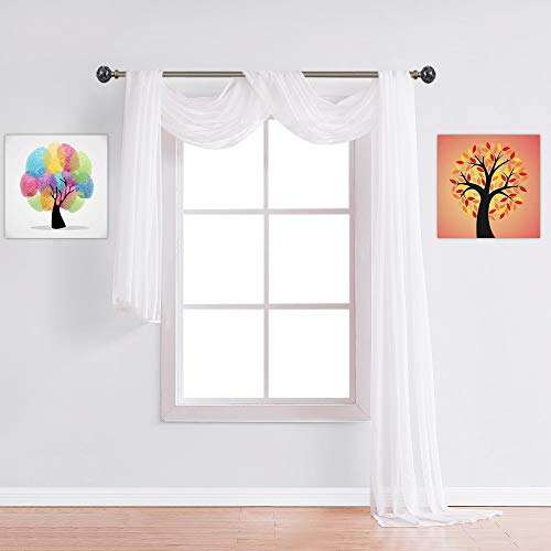 Warm Home Designs Standard Length White Sheer Window Scarf. Valance Scarves are 56 X 144 Inches in Size. Great As Window Treatments, Bed Canopy Or for Decorative Project. AM White 144"