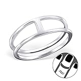 Pro Jewelry 925 Sterling Silver Parallel Circles Above Knuckle Ring Mid Finger Top 7108