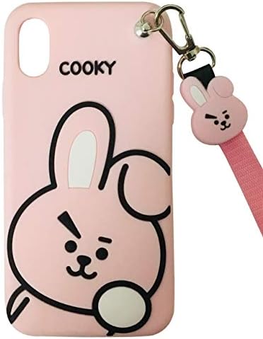 TopFunny Cases for iPhone SE 2020 iPhone 8/7 Case Silicone 3D Cute Cartoon Soft Slim Fit Rubber Bumper Cover Shockproof Case with Wrist Strap Compatible with Apple iPhone SE2/ 8/7 4.7" Rabbit