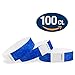 100 WristCo Marine Blue Tyvek Wristbands for Events - Comfortable Tear Resistant Paper Bracelets ID Wrist Bands for Concerts Festivals Admission Party Identification