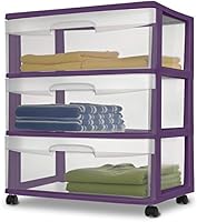 Amazon Com Sterilite 3 Drawer Wide Cart Plastic Storage Rolling