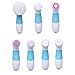 Angel Kiss Facial Deep Cleansing Brush for Body and Face Scrubber Skin Microdermabrasion Exfoliator Massage Exfoliating Removing Blackhead - 7 Brush Heads - Blue