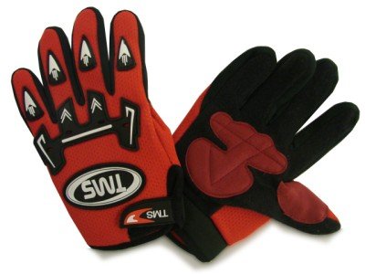 Tms youth kid motocross dirt bike atv off-road gloves red