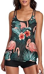 Omichic Women's Loose Tankini Top with Boyshorts