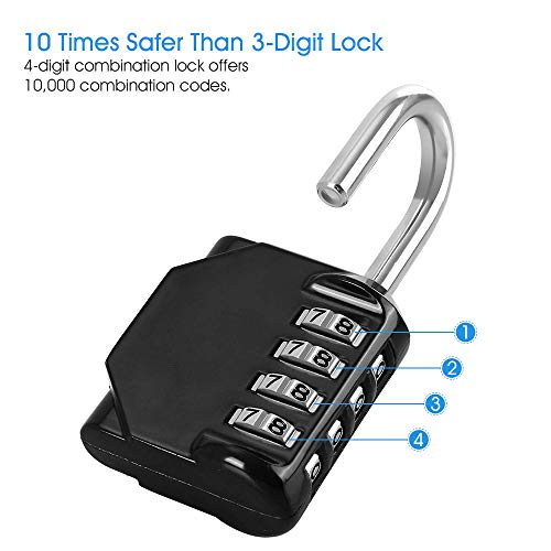 Combination Lock, 2 Pack, 4 Digit Combination Padlock for School Gym Sports Locker, Fence, Toolbox, Case, Hasp Cabinet Storage - Thumbnail 3