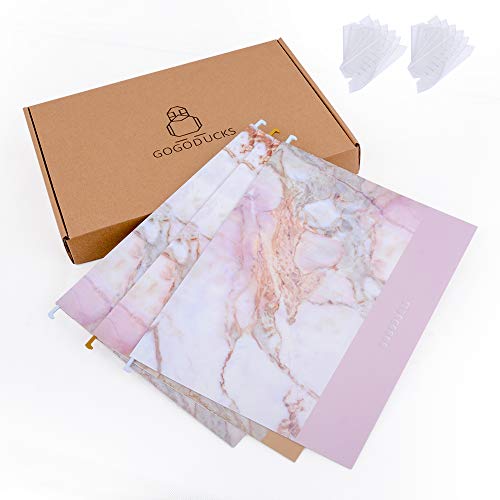 GOGODUCKS Hanging File Folders Letter Size with 1/5-Cut Adjustable Tab Durable Three Unique Marble Design Assorted, 12pcs Per Box