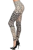 Always Women's Juniors Full Length Beige Floral Printed Stretch Leggings