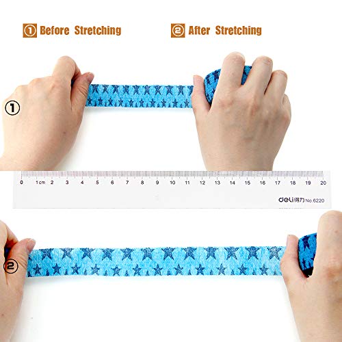 MUEUSS Self Adhesive Bandage First Aid Tape Strong Elastic Wraps for Pets Animals & Ankle Sprains & Medical Support, Blue Star 1 Inch x 5 Yards,12 Rolls