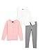 Nautica Girls' Fuzzy Sweater Cardigan With Foil Top & Jegging