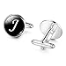 JIAYIQI Gorgeous Crystal Cabochon Art J-Letter Cufflinks for Gentlemen Formal Wear Shirts