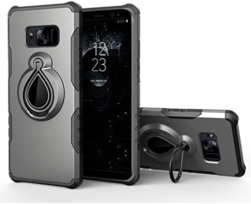 Galaxy S8 Case, YunFine 360 Degree Rotating Ring Holder Kickstand Built-in Metal Magnetic Car Mount Armor Dual Layer Protective Case Cover for Samsung Galaxy S8(2017) - Gray