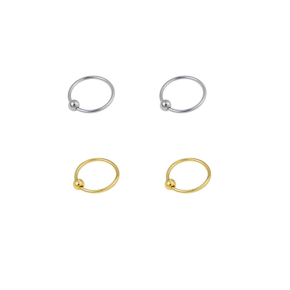Generica 4 Rings Nose Small 2 Colour Silver and 2 Colour Gold Coloured 7mm Diameter Finitos 0,6mm Thickness