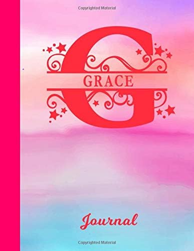 Grace: Blank Journal - Personalized First Name & Letter Initial Personal Writing Diary | Glossy Pink & Blue Watercolor Effect Cover | Daily Journalism ... | Write about your Life, Goals & Interests Paperback – June 19, 2019