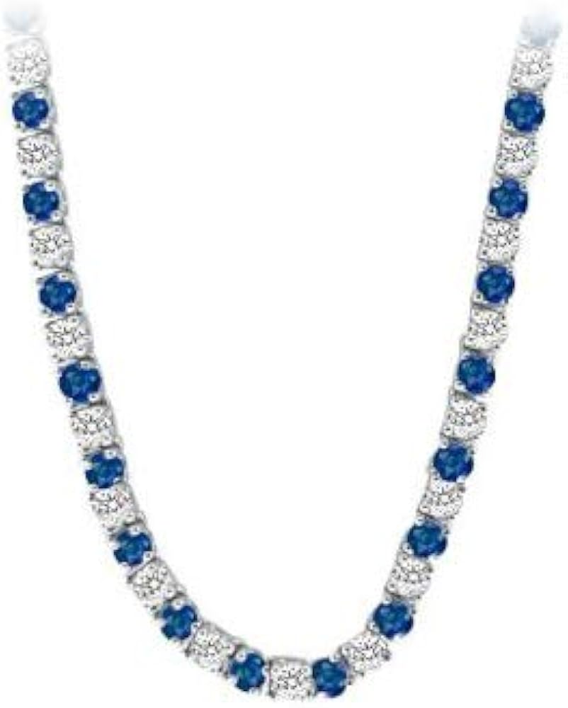 Created Sapphire CZ Tennis Necklace in 14K White Gold 16.00.ct.tw