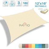 Patio Paradise 12' x 16' Tan Beige Sun Shade Sail Rectangle Canopy - Permeable UV Block Fabric Durable Outdoor - Customized Available