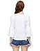 Verdusa Women's 3/4 Bell Sleeve Round Neck Blouse Shirt Top White M