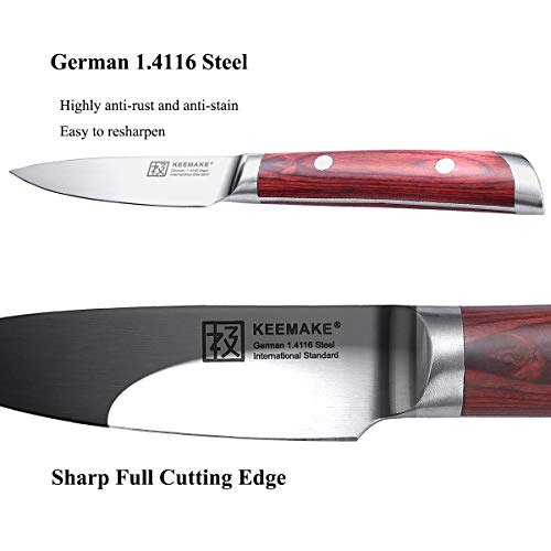 2 KEEMAKE+3+5+inch+Stainless+Riveted+Pakkawood