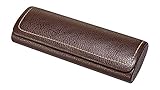Glasses Case For Men, Women, Hard Eyeglass Case W/ Magnetic Closure In Faux Leather, Brown