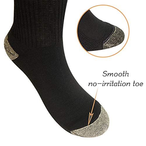 +MD Men's and Women's 6 Pack Extra Wide Non-Binding Diabetic and Circulatory Crew Socks with Cushioned Sole and Protective Copper Fiber