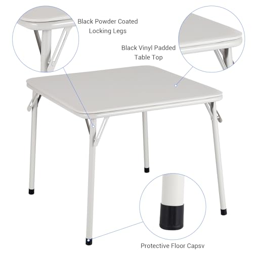 Garvee Kids Folding Table and Chair Set, 1 Table + 2 Chairs, Beige, Children Activity Table with Metal Frame & PU Surface, Foldable Toddler Furniture for Eating Reading Playing