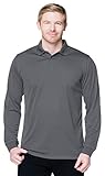 Men's Moisture-Wicking Rib Collar Long Sleeve Mini Pique Polo (8 Colors, S-4XLT)