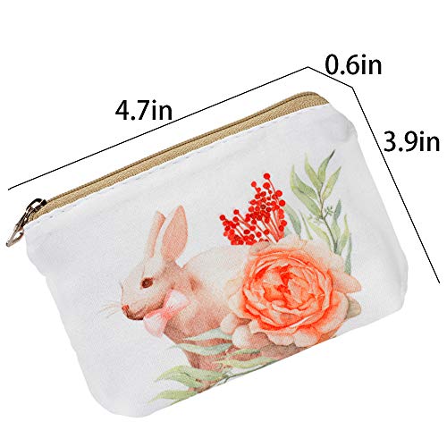 Women and Girls Cute Fashion Coin Purse Wallet Bag Change Pouch Key Holder (Rabbit and Flower)