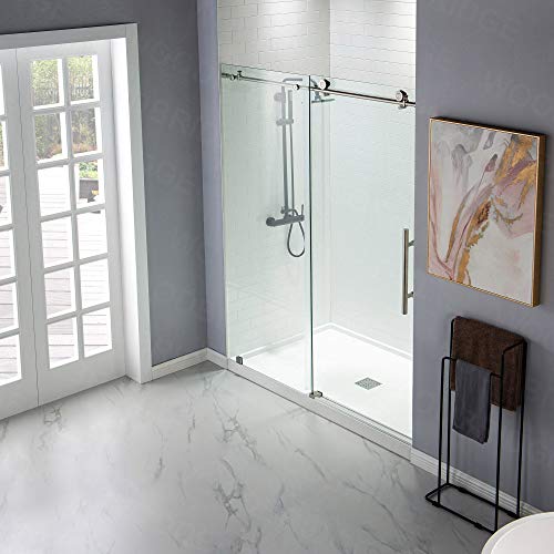 WoodBridge Framelss 3/8" Sliding Shower Door Brushed Nickel Finish