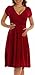 TINYHI Women's Knee Length Short Sleeve Jersey Skater Summer Dress,Crimson,Medium
