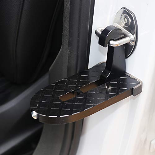 Q-moon Car Doorstep Vehicle Folding Ladder Foot Pegs Vehicle Hooked on U Shaped Slam Latch Doorstep Safety Hammer Function Easy Access to Car Rooftop Roof-rack Jeep SUV Car Truck