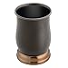 mDesign Metal Bath Accessory Set, Soap Dispenser, Toothbrush Holder, Tumbler - 3 Pieces, Two-Tone Bronze